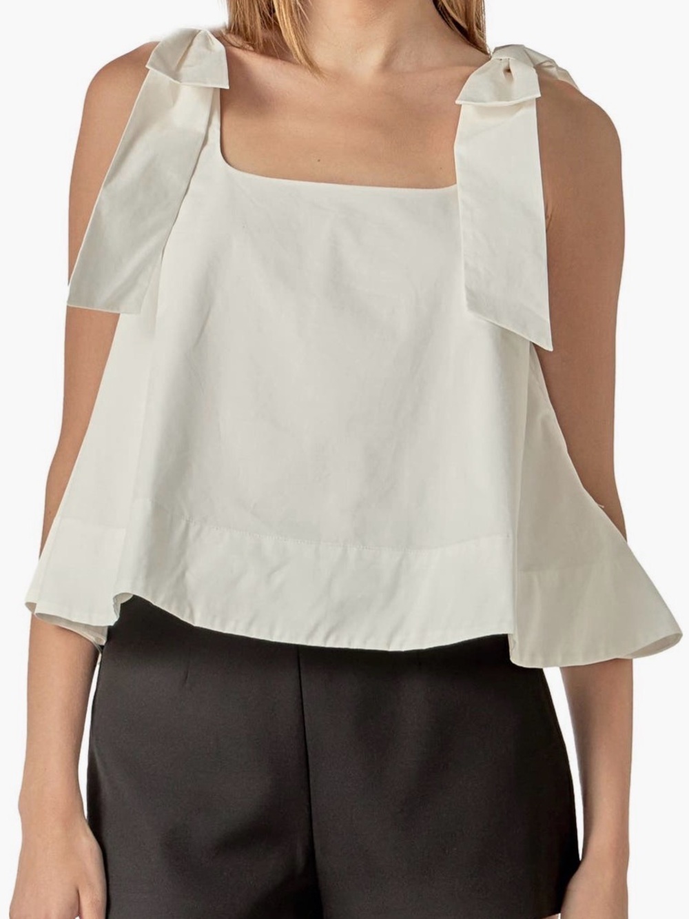 Bow Shoulder Sleeveless Cotton Top